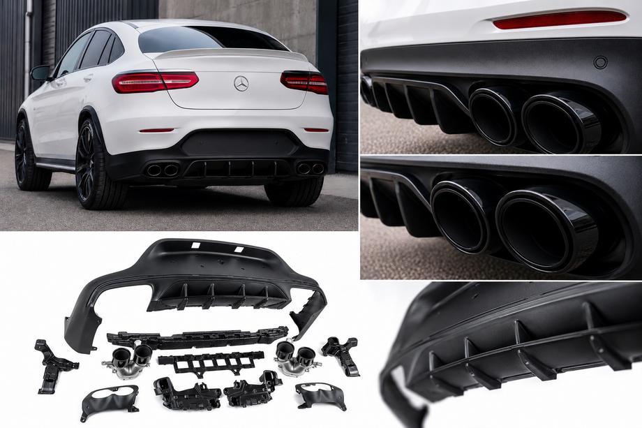 Mercedes GLC coupe C253 2016-2023 Heckdiffusor mit Endrohren (Design AMG43) Image