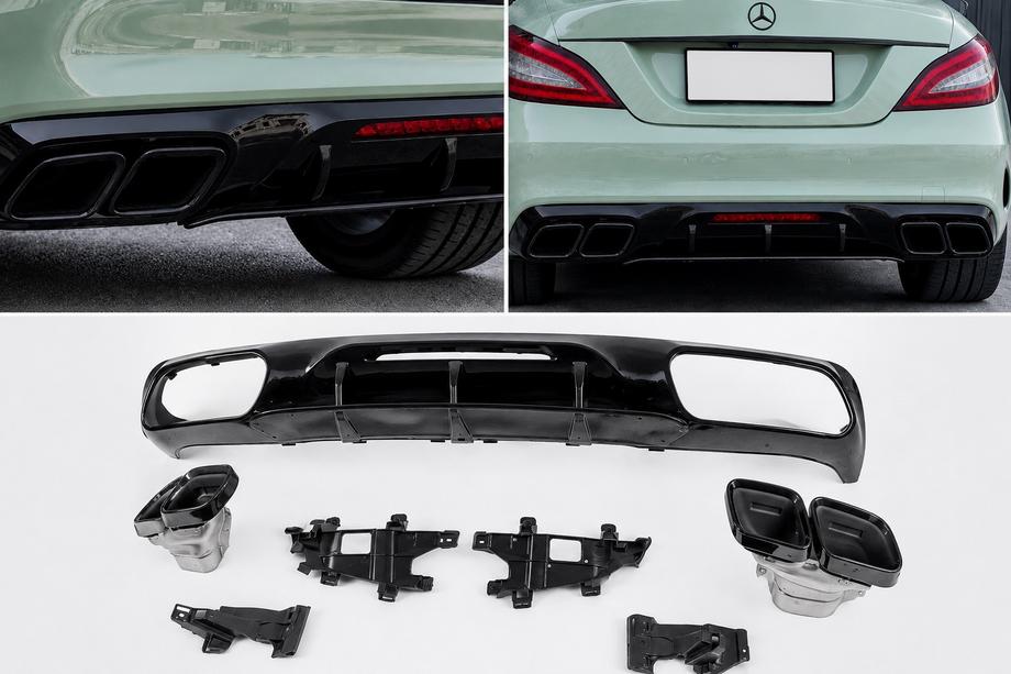 Mercedes CLS C218 2011-2018 Heckdiffusor mit Endrohrblenden Black (2015-2018, GT63 Design) Image