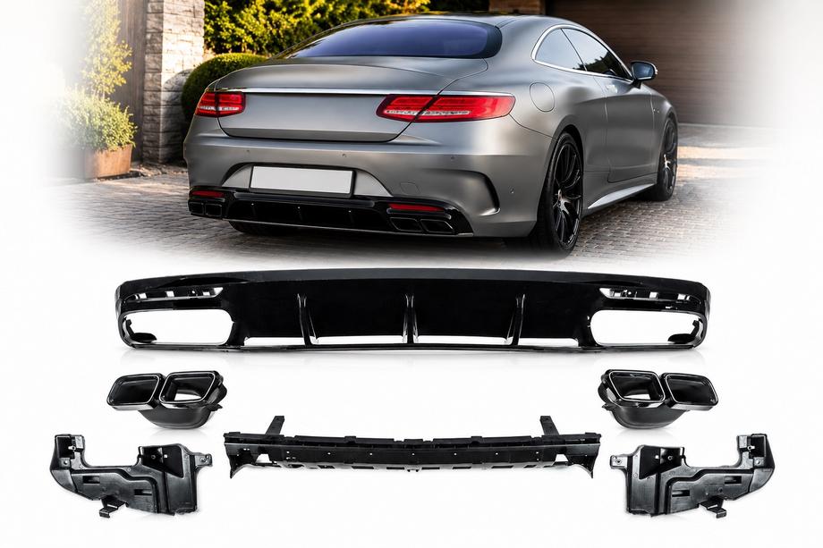 Mercedes S-class C217 Coupe 2014-2020 Heckdiffusor mit Endrohren Black (2018-2020) Image