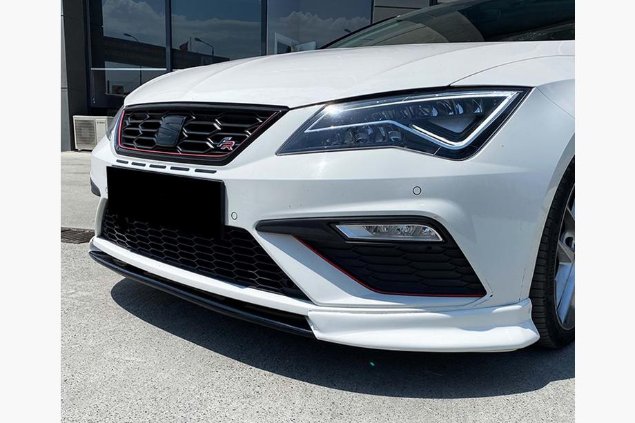Seat Leon 2013-2020 Frontlippe DPT V-3 (2013-2016, Schwarz Glanz) Image