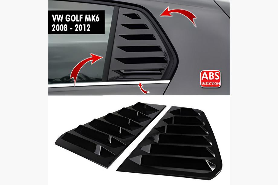 Volkswagen Golf 6 2008-2014 Heckfenster Blenden DPT V-1 (Schwarz Glanz, 2 Stk) Image