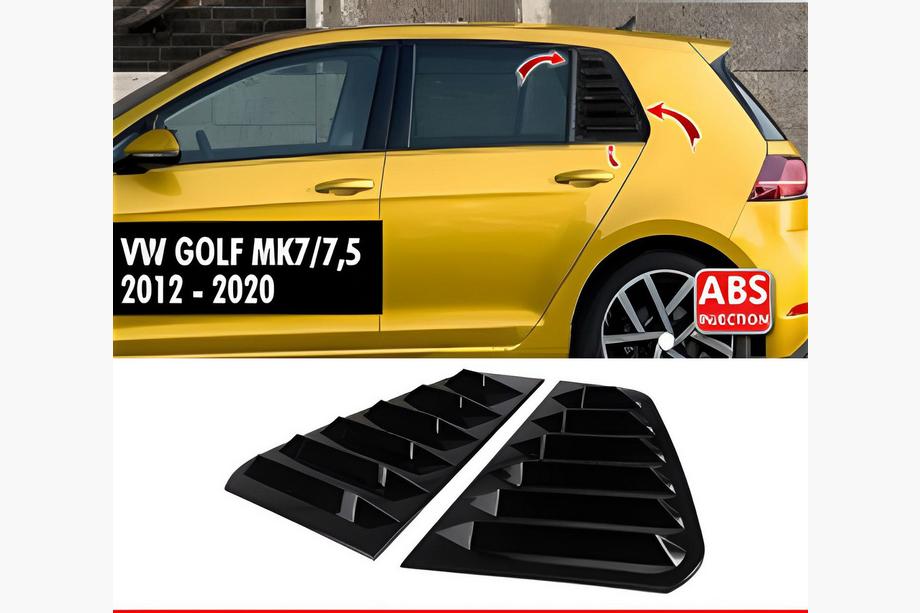 Volkswagen Golf 7/E-Golf 2012-2020 Heckfenster Blenden DPT V-1 (Schwarz Glanz, 2 Stk) Foto 1