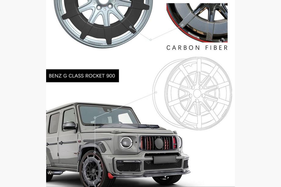 Mercedes G class W463 1990-2018 Geschmiedete Aluminium- und Carbon-Felgen G900 (R24, 4 Stk) Foto 14