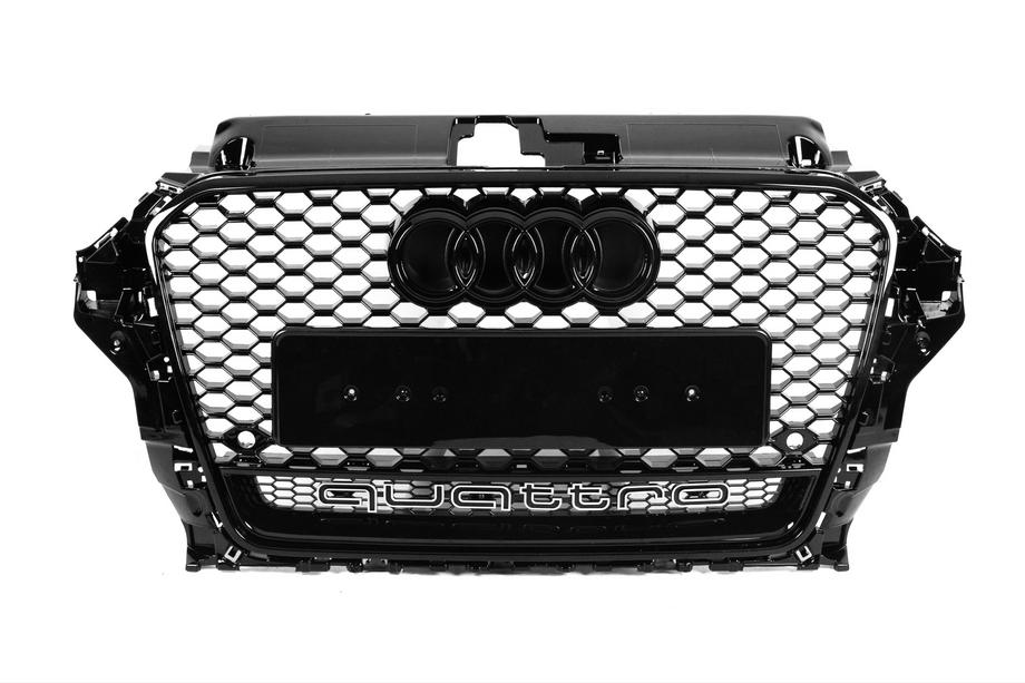 Audi A3 2012-2020 Frontgrill RS-Style mit Quattro Schriftzug (2012-2016, schwarz) Image