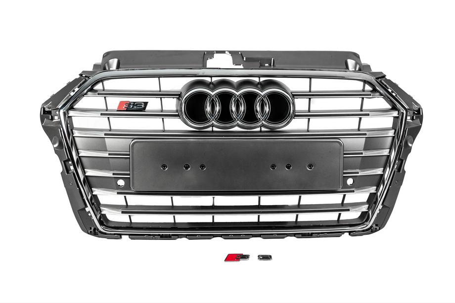 Audi A3 2012-2020 Frontgrill S-Style (2016-2020, grau mit Chrom) Image