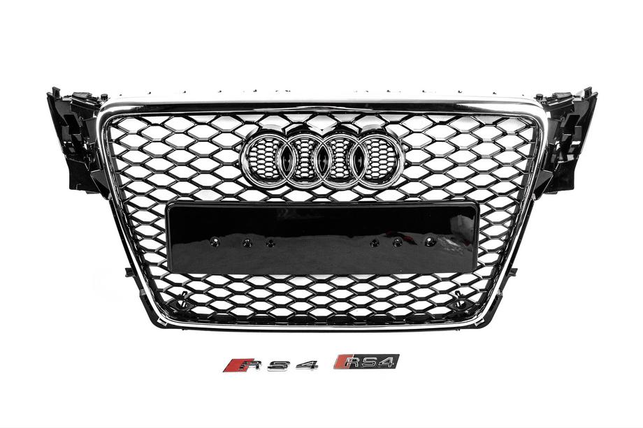 Audi A4 B8 2007-2015 Frontgrill RS-Style V-2 (2007-2011, schwarz mit Chrom) Image