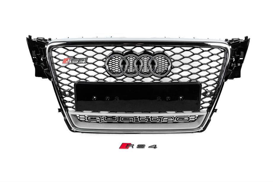 Audi A4 B8 2007-2015 Frontgrill mit Quattro Schriftzug RS-Style (2007-2011, schwarz) Image