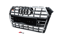 Audi A4 B9 2015-2024 Kühlergrill vorne S-style (2015-2019, Chrom+Schwarz) Foto 2