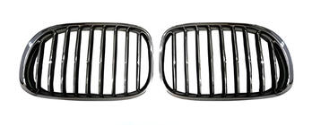 BMW 7 Series F01/F02 2008-2015 Nieren 1 Bar (Schwarz Glanz mit Chromrahmen) Foto 2