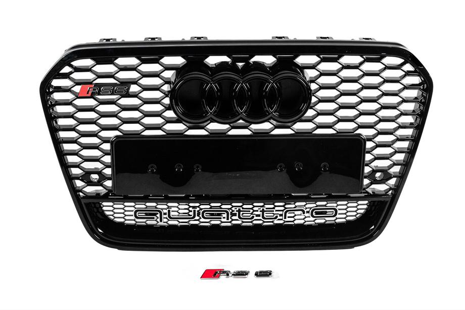 Audi A6 C7 2011-2017 Frontgrill RS-Style schwarz mit Quattro Schriftzug (2011-2014) Image