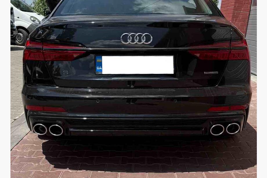 Audi A6 C8 2018–2025 Heckdiffusor mit Endrohren S-Style Silver (für S / S-Line) Image