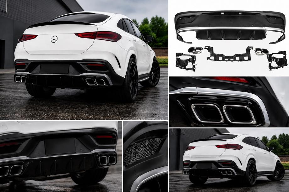 Mercedes GLE coupe C167 2019- Heckdiffusor mit Endrohren (Design GLE63) Image