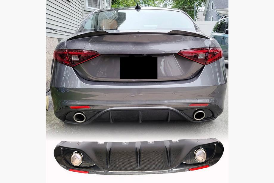 Alfa Romeo Giulia 2016-2022 Heckdiffusor mit Endrohren V2 (für Base, Carbon) Foto 1