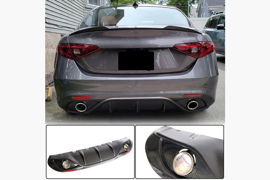 Alfa Romeo Giulia 2016-2022 Heckdiffusor mit Endrohren V2 (für Base, Carbon) Foto 2