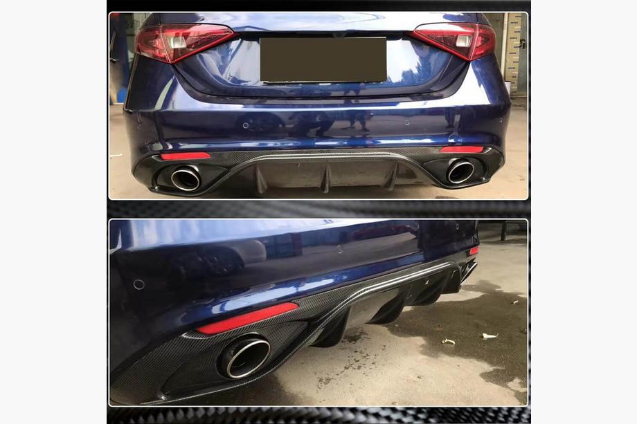 Alfa Romeo Giulia 2016-2022 Heckdiffusor mit Endrohren V2 (für Base, Carbon) Foto 4