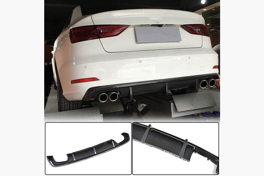 Audi A3 2012-2020 Heckstoßstangen-Diffusor V1 (für Base Sedan 2012-2016, Carbon) Image