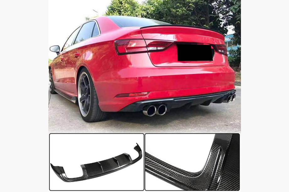 Audi A3 2012-2020 Heckstoßstangen-Diffusor (für Base Sedan 2017-2020, Carbon) Image