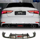 Audi A3 2012-2020 Heckstoßstangen-Diffusor mit LED-Bremslicht (für Base Sedan 2017-2020, Carbon) Foto 1