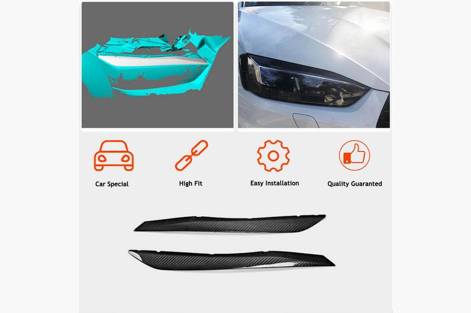 Audi A5 2016-2025 Scheinwerfer Abdeckungen Lampen Augenbrauen (Carbon) Foto 3