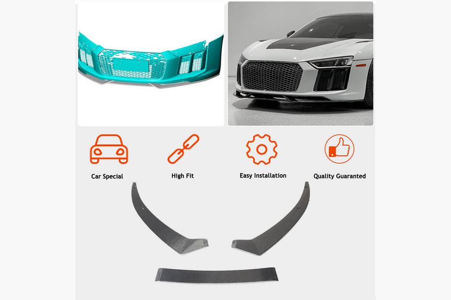 Audi R8 2015- Frontlippe Lip V1 für Frontstoßstange (2015-2020, Carbon) Foto 2