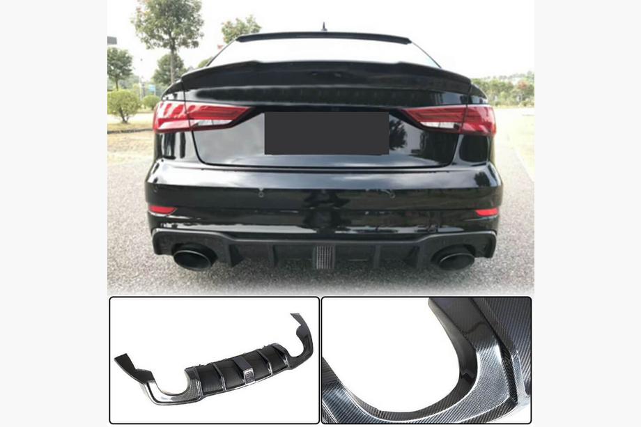 Audi A3 2012-2020 Heckdiffusor Stoßstange (Carbon) (mit LED-Bremslicht) V2 Image