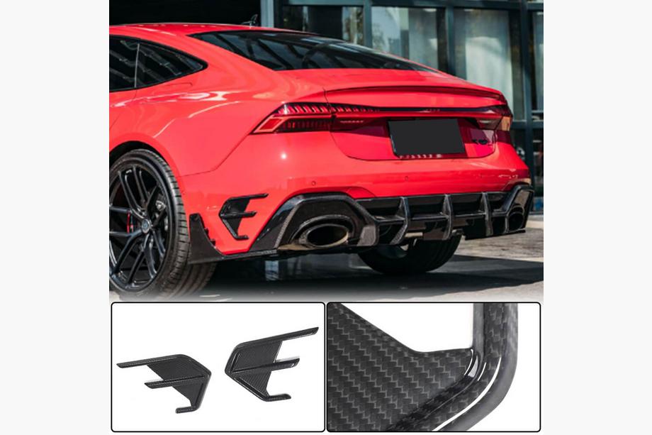 Audi A7 2018- Abdeckungen für die Lüftungsöffnungen der hinteren Stoßstange (für RS7 2018-2022, Trockencarbon) Foto 1