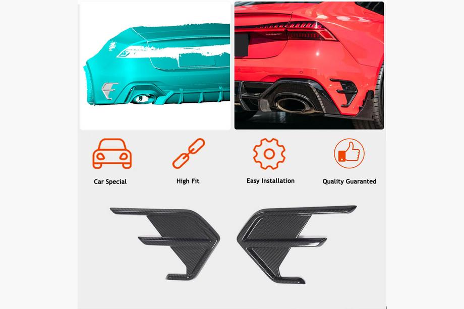 Audi A7 2018- Abdeckungen für die Lüftungsöffnungen der hinteren Stoßstange (für RS7 2018-2022, Trockencarbon) Foto 2