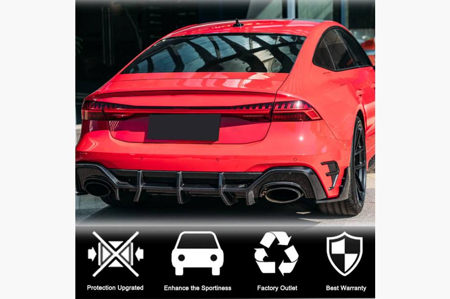 Audi A7 2018- Abdeckungen für die Lüftungsöffnungen der hinteren Stoßstange (für RS7 2018-2022, Trockencarbon) Foto 3