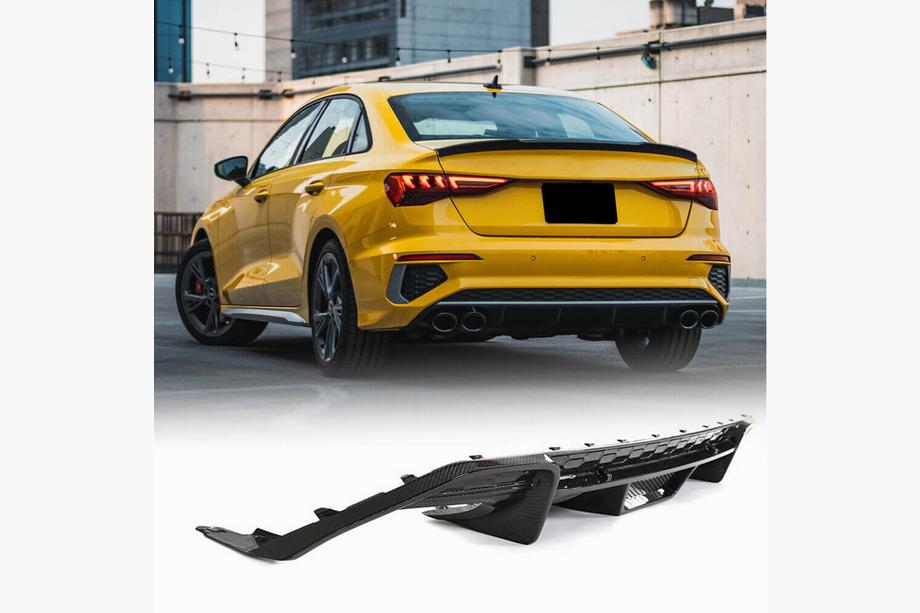 Audi A3 2020- Heckstoßstangen-Diffusor V1 (für S-Line Sedan 2020-2023, Carbon) Image