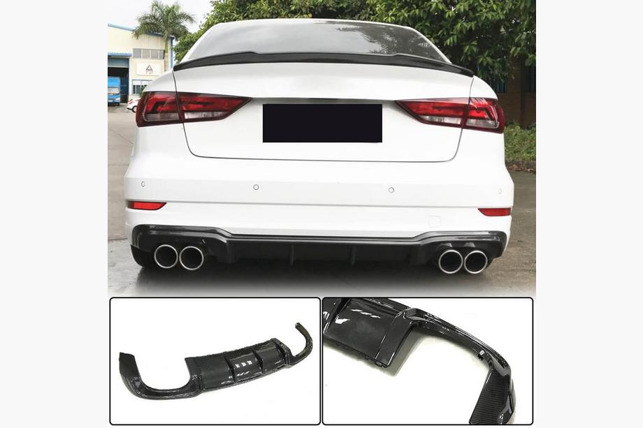 Audi A3 2012-2020 Heckstoßstangen-Diffusor V5 (für S-Line Sedan 2017-2020, Carbon) Image