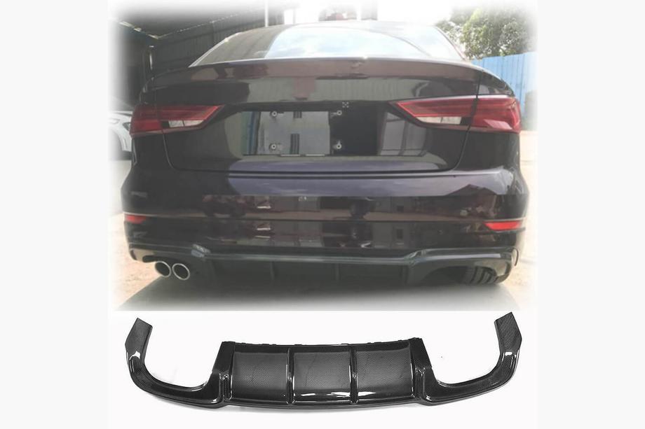 Audi A3 2012-2020 Heckstoßstangen-Diffusor V4 (für S-Line Sedan 2017-2020, Carbon) Image