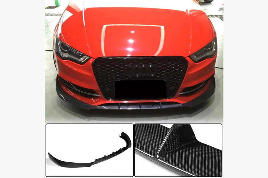 Audi A3 2012-2020 Frontlippe für die vordere Stoßstange Lip V2 (für S-Line Sedan 2012-2016, Carbon) Foto 1
