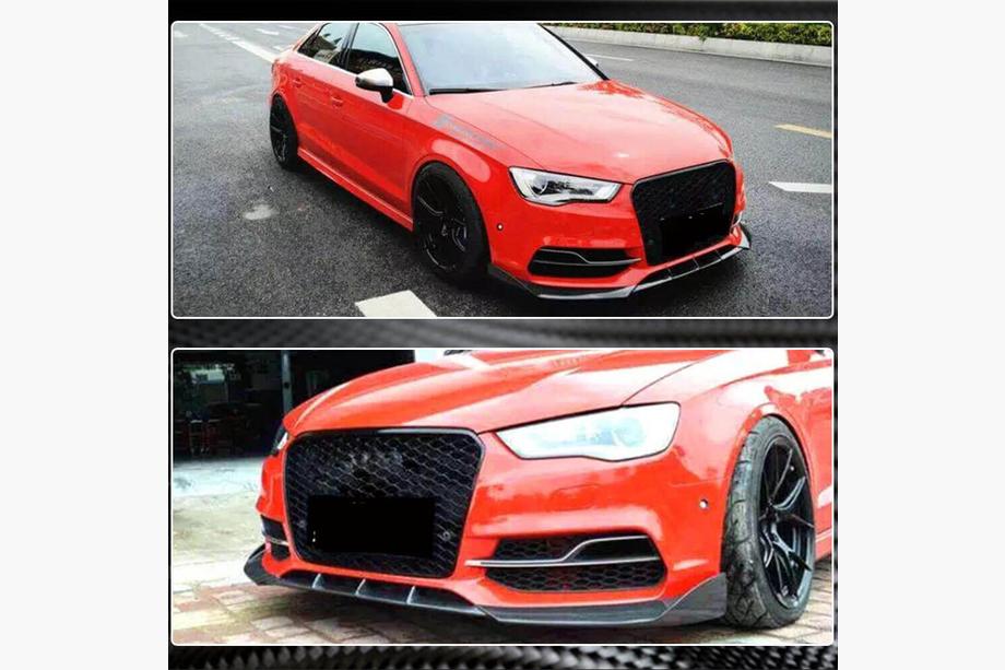 Audi A3 2012-2020 Frontlippe für die vordere Stoßstange Lip V2 (für S-Line Sedan 2012-2016, Carbon) Foto 4