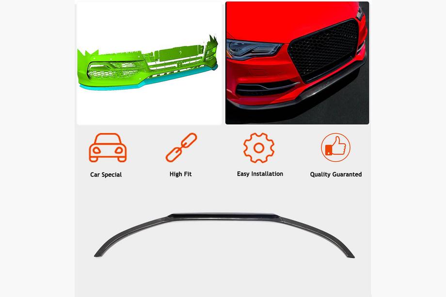 Audi A3 2012-2020 Frontstoßstangen-Lippe Lip V1 (für S-Line Sedan 2012-2016, Carbon) Foto 2