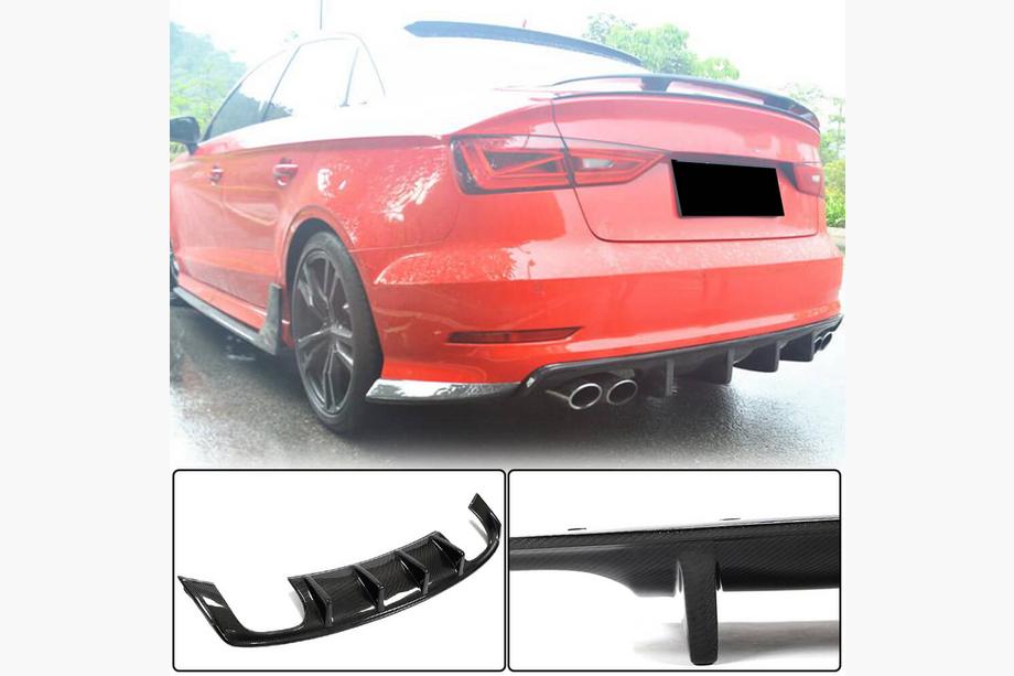 Audi A3 2012-2020 Heckstoßstangen-Diffusor V3 (für S-Line Sedan 2012-2016, Carbon) Image