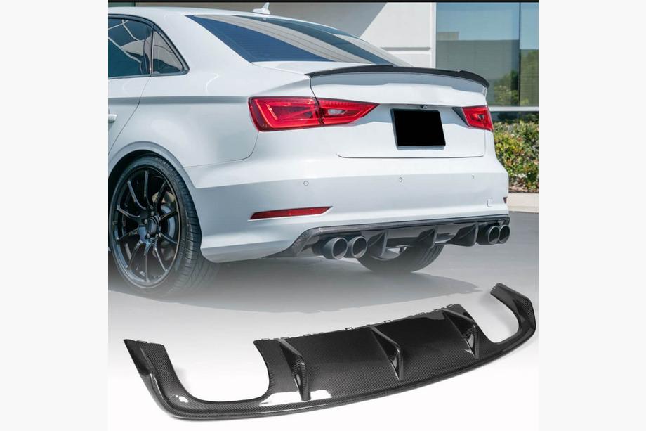 Audi A3 2012-2020 Heckstoßstangen-Diffusor V2 (für S-Line Sedan 2012-2016, Carbon) Image
