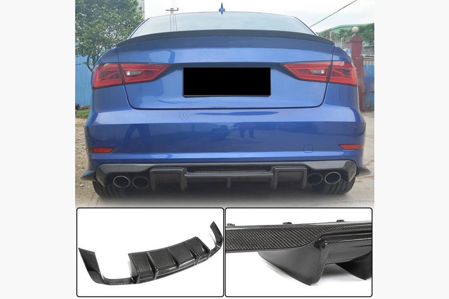 Audi A3 2012-2020 Heckstoßstangen-Diffusor V1 (für S-Line Sedan 2012-2016, Carbon) Image