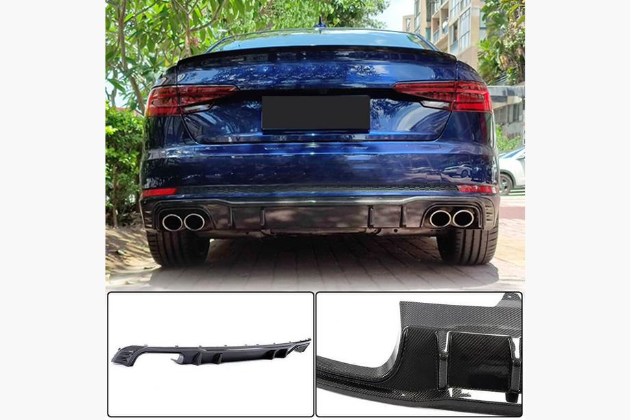 Audi A4 B9 2015-2024 Heckstoßfänger-Diffusor V2 (für S-Line Sedan 2015-2019, Carbon) Image