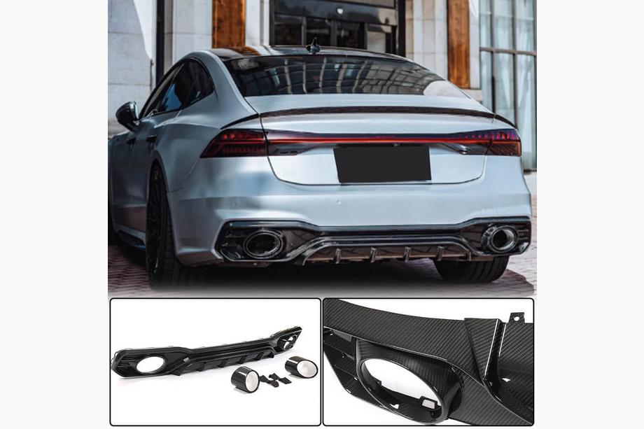 Audi A7 2018- Heckdiffusor mit Endrohren (für S-Line 2018-2022, Trockencarbon) Image