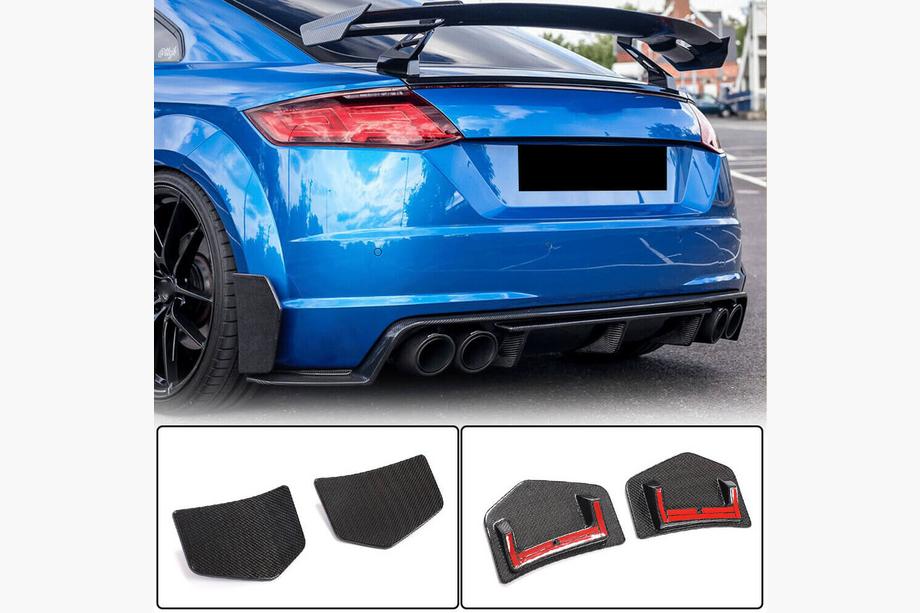Audi TT 2014-2023 Heckstoßstangen Flaps Aufsätze (für S-line/TTS/TTRS, 2014-2019, Carbon) Image
