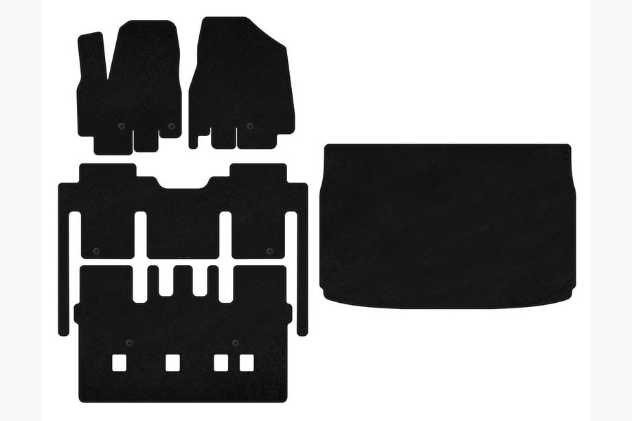 Kia Sedona 2014-2020 Textil Fußmatten Premium (voller Innenraum, 8-Sitzer, Schwarz) Image