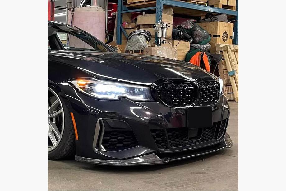 BMW 3 Series G20/G21 2018- Frontstoßstange Lippe V5 Aufsatz (für M-Sport 2018-2022, Carbon) Foto 2