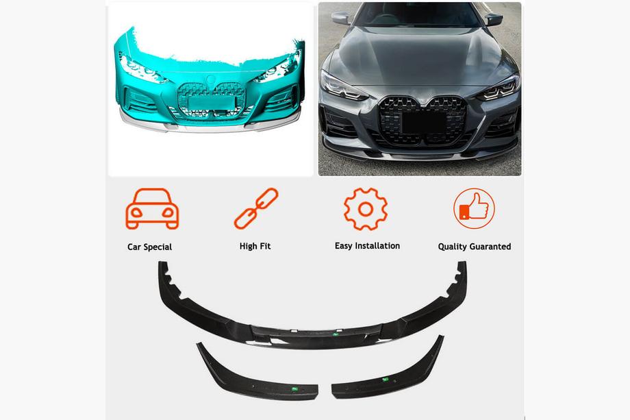 BMW 4 Series G22/23/26 2020- Frontstoßstange Lippe V3 Aufsatz (für G22/G23 M-Sport, Carbon) Foto 2