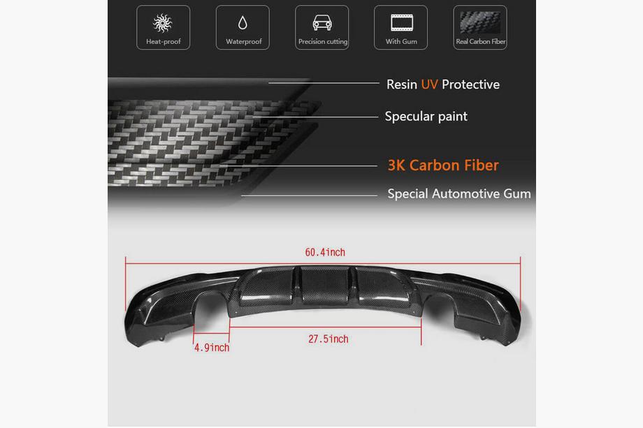 BMW 3 Series F34 2013–2020 Heckdiffusor V2 für F34 M-Sport, Carbon Foto 6