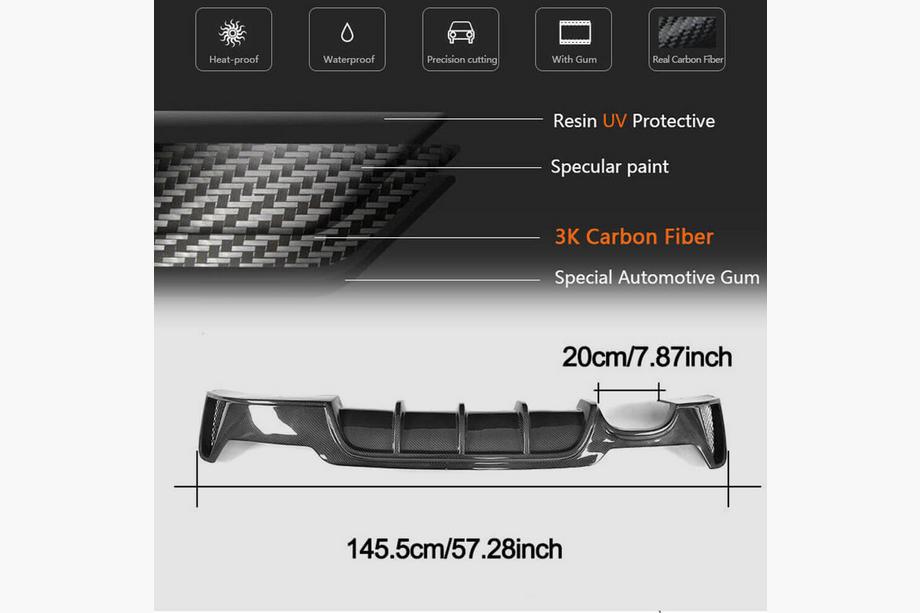 BMW 4 Series F32/F33/F36 2012-2020 Heckstoßstangendiffusor Carbon ABS V5 (M-Sport) Foto 5