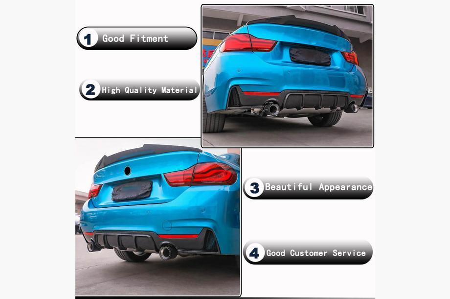 BMW 4 Series F32/F33/F36 2012-2020 Heckstoßstangendiffusor FRP V6 (M-Sport) Foto 4