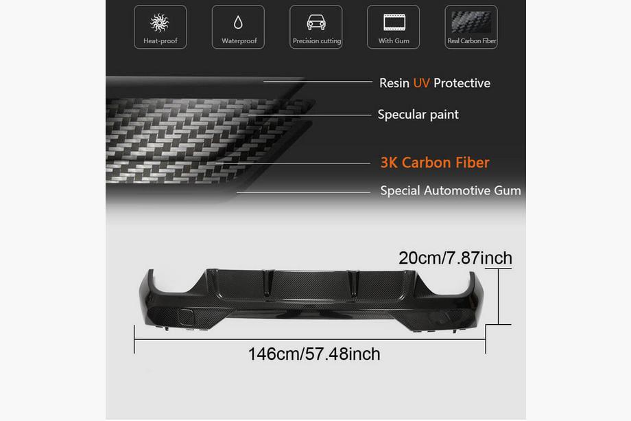 BMW 4 Series G22/23/26 2020- Heckdiffusor V2 für G22/G23 M-Sport, Carbon Foto 6