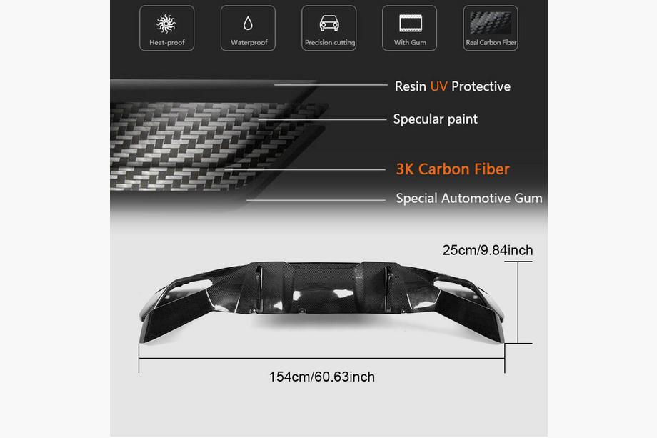 BMW 5er G30/G31 2017–2023 Heckstoßstangen-Diffusor V4 (für M-Sport/M5 F90, Carbon) Foto 15
