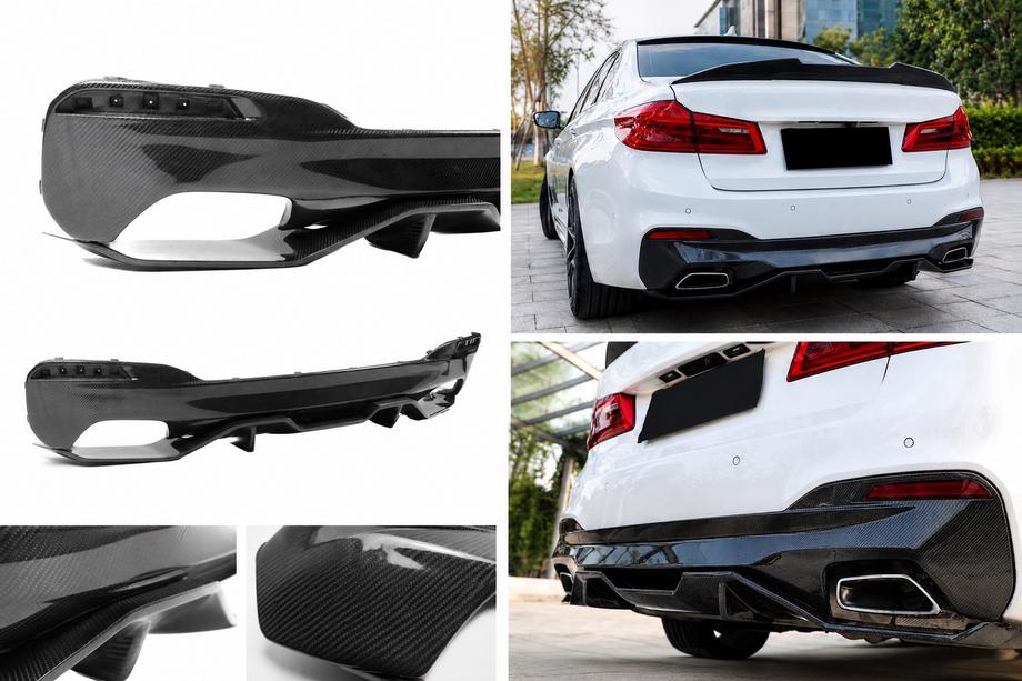 BMW 5er G30/G31 2017–2023 Heckstoßstangen-Diffusor V4 (für M-Sport/M5 F90, Carbon) Foto 1