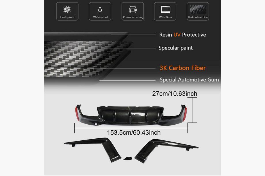 BMW 5er G30/G31 2017–2023 Heckstoßstangen-Diffusor V5 (für M-Sport/M5 F90, Carbon) Foto 3